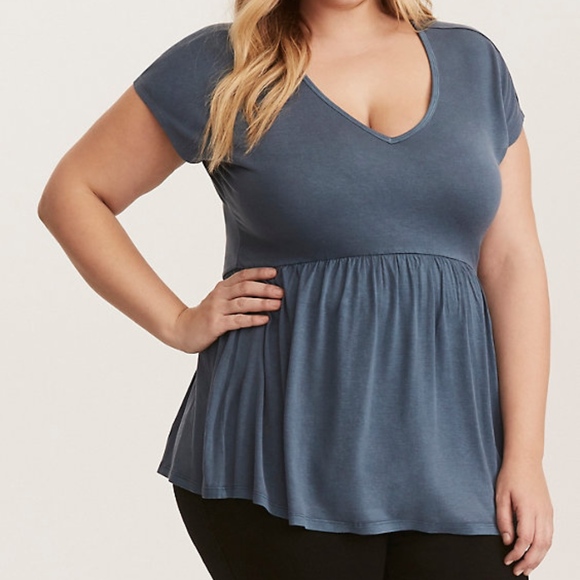 torrid Tops - Torrid Super Soft Blue Babydoll Tee size 1
